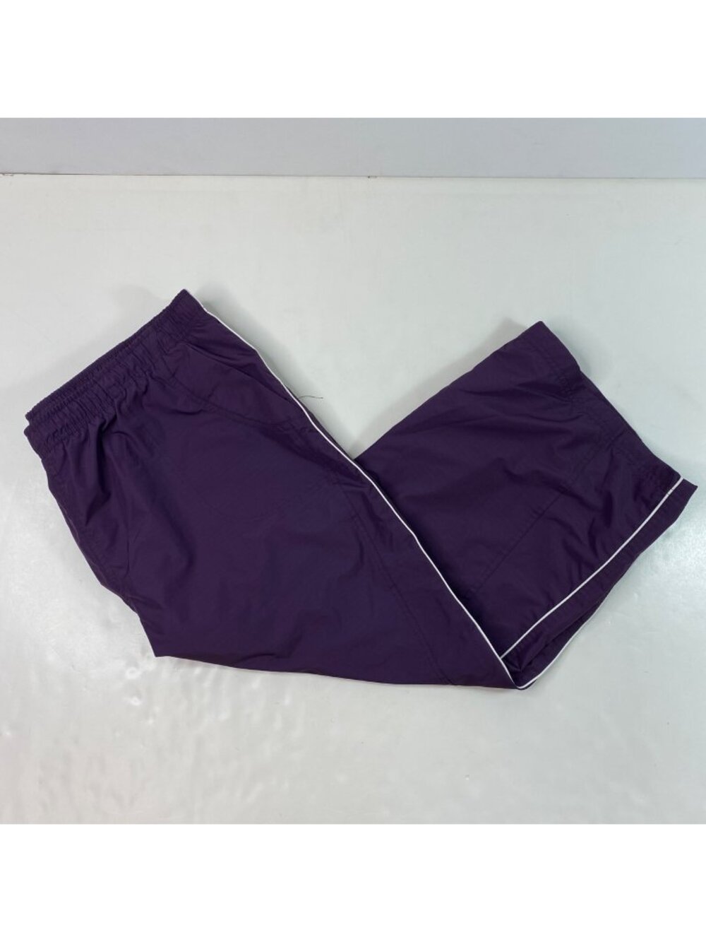 Athletic Works Womens Purple Elastic Waist Pants With Piping Trim Size XL